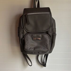 Rosetti Charcoal Gray Faux Leather Backpack with Front Pocket